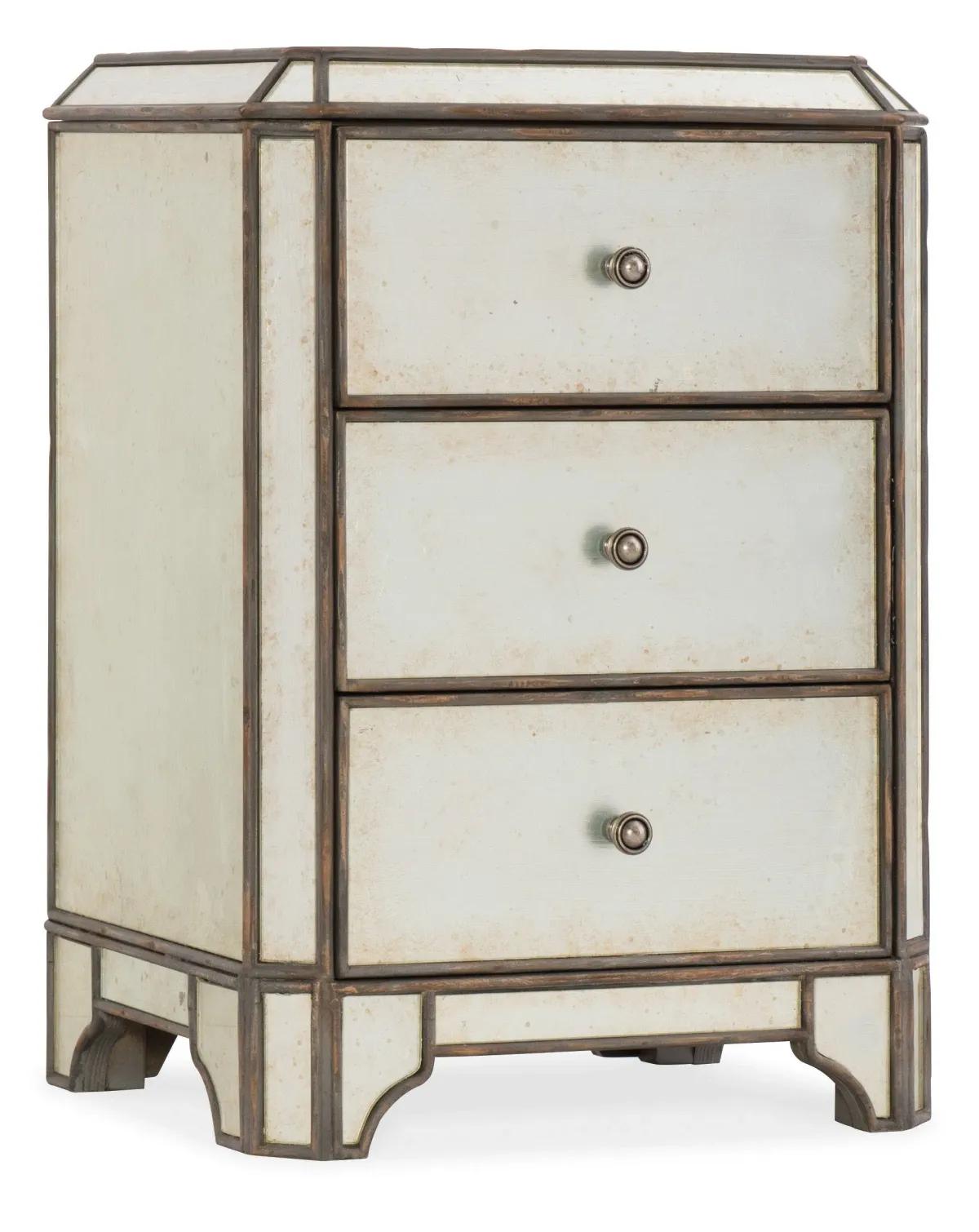 Hooker Furniture Bedroom Arabella Mirrored Three-Drawer Nightstand