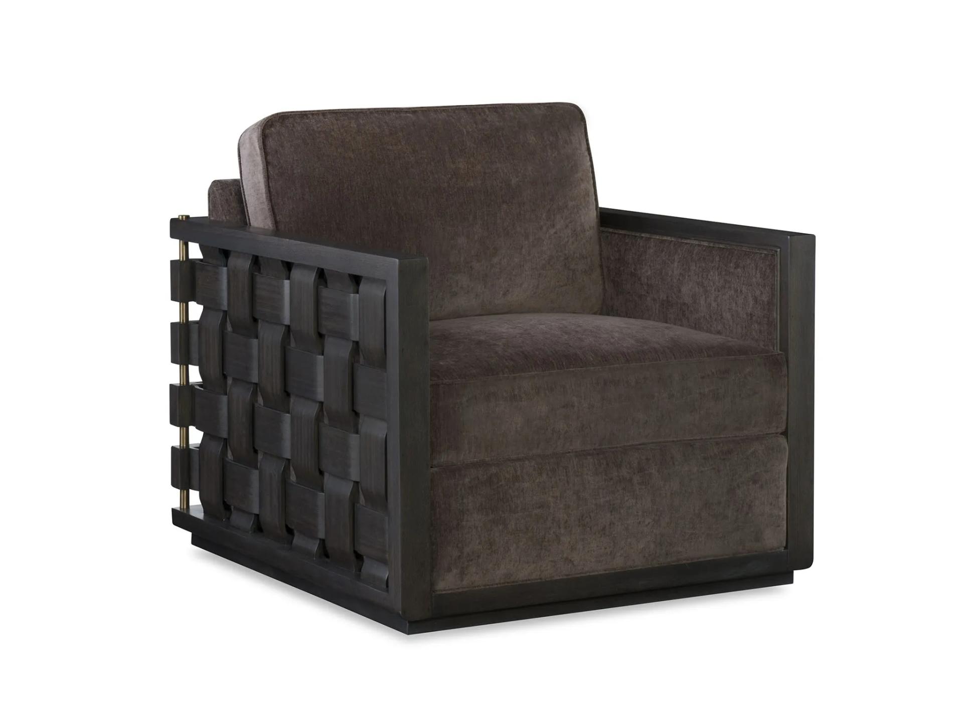 RIVERIA LEATHER SWIVEL BASKET WEAVE CHAIR