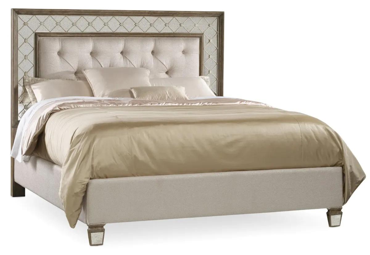 Hooker Furniture Bedroom Sanctuary King Mirrored Upholstered Bed