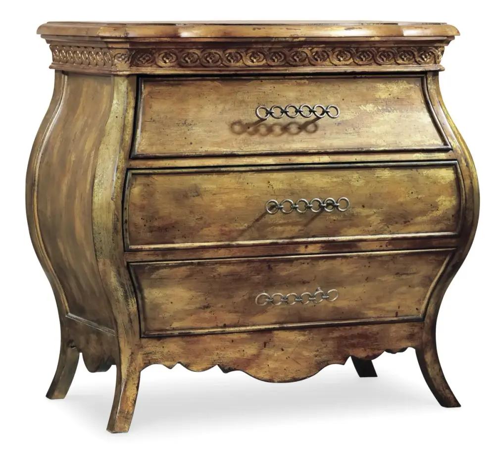 Hooker Furniture Bedroom Sanctuary Small Three Drawer Bombe Nightstand-Bling
