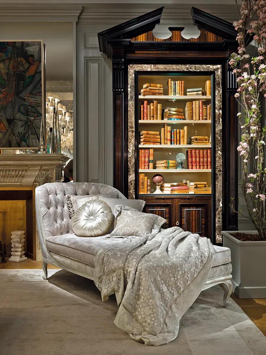 Coffee table with marble top.