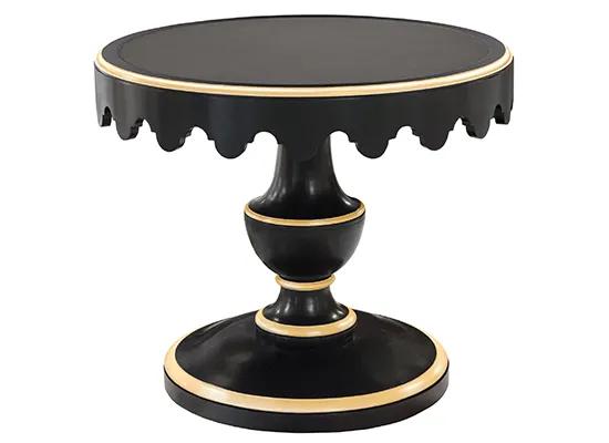 Scalloped Lamp Table, Leather Top