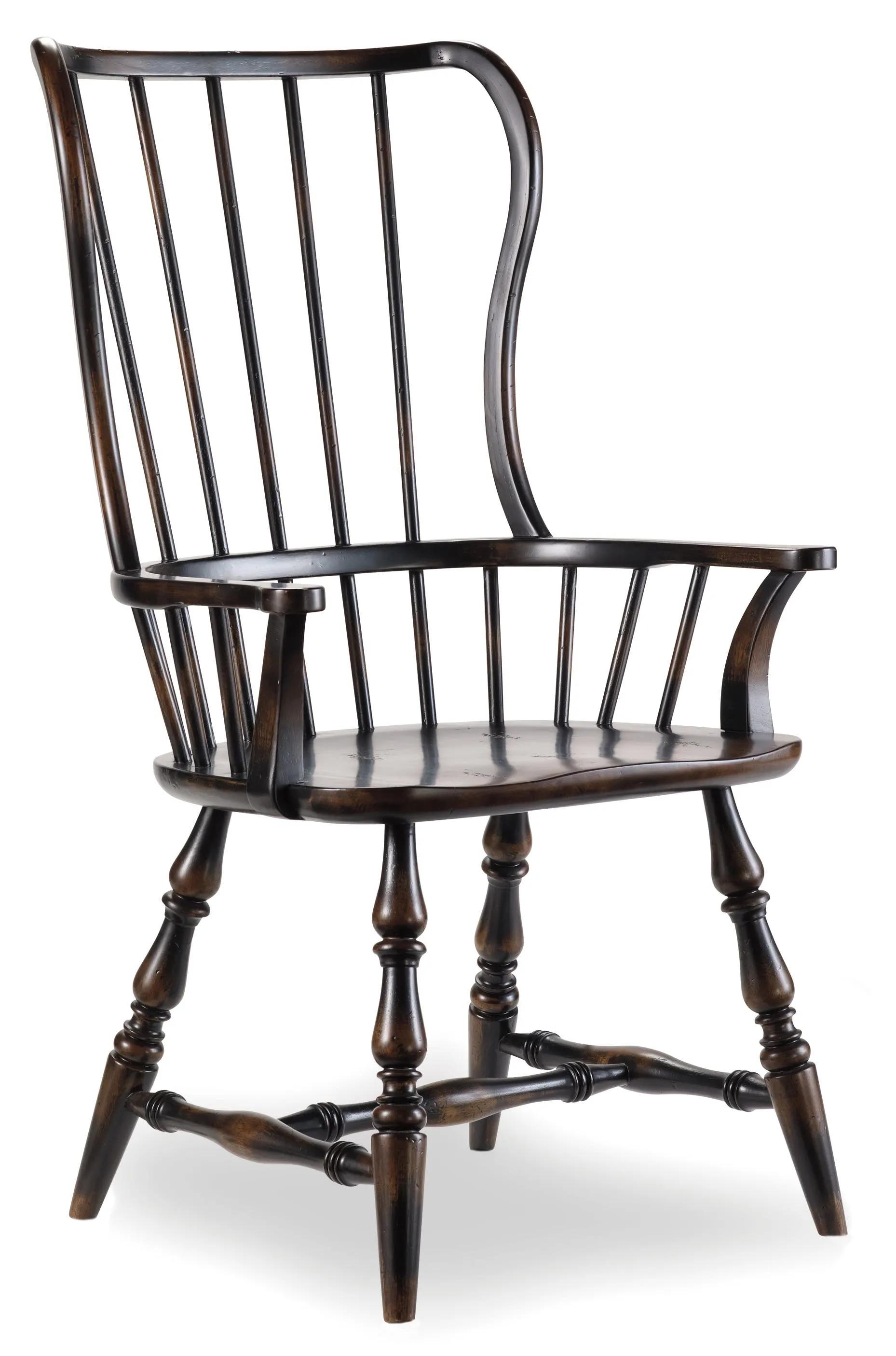 Hooker Furniture Dining Room Sanctuary Spindle Arm Chair-Ebony