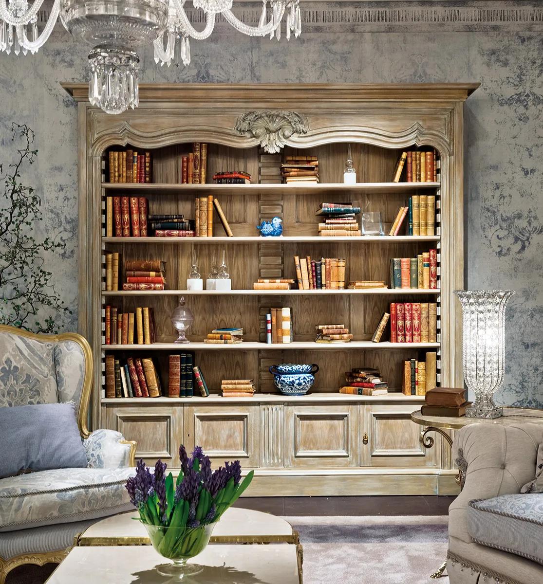 Hand carved silver console with marble top