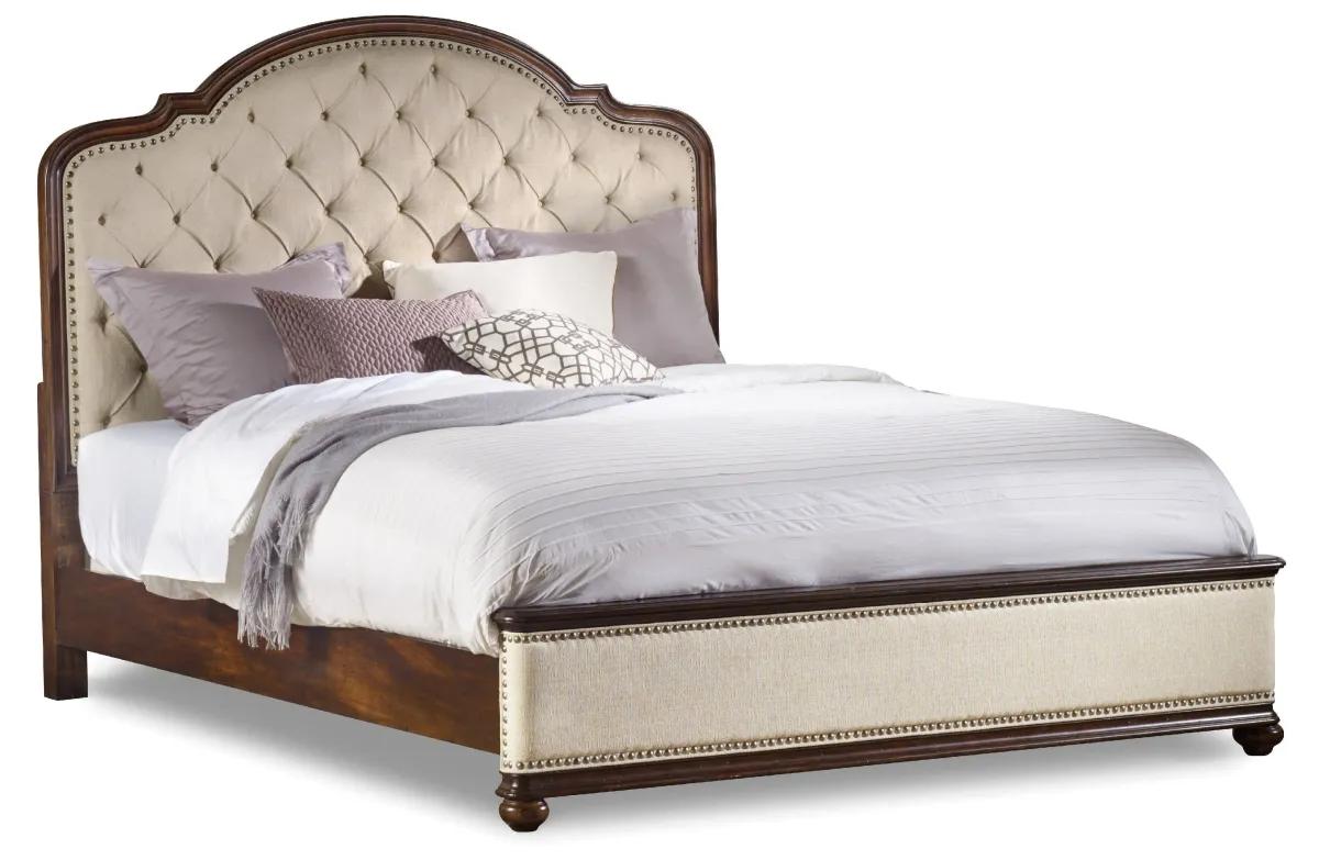Hooker Furniture Bedroom Leesburg King Upholstered Bed with Wood Rails