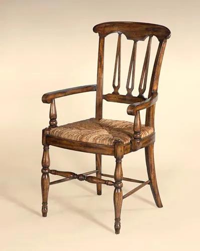 Dark Wellington Cottage Finished Armchair, Abaca Rope Rush Seat