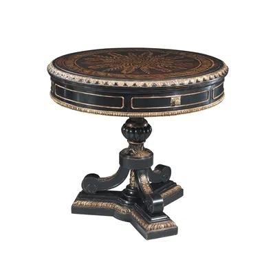 Antique Black and Old Gold Finished Occasional Table, Eglomise Top
