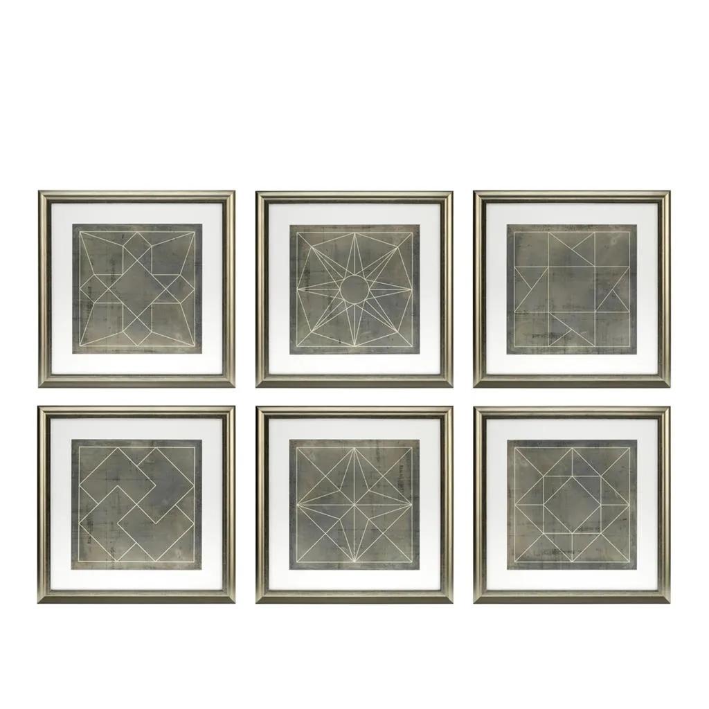 Prints Geometric Blueprints set of 6