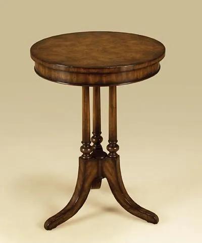 Umber Brown Finished Mahogany End Table, Black and White Stringing Top