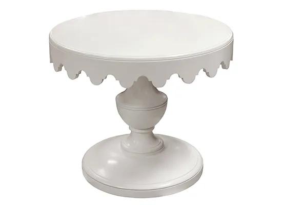 Scalloped Lamp Table, Wood Top