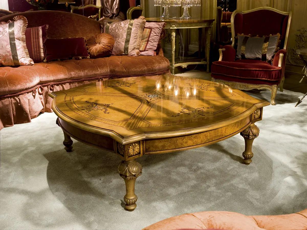 Carved console with marble top