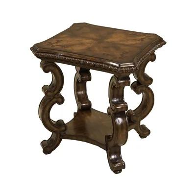 Dark Antique Lido Finished Occasional Table, Marquetry Top