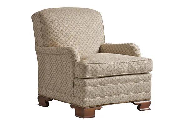 Saddle-Arm Club Chair with Bracket Feet