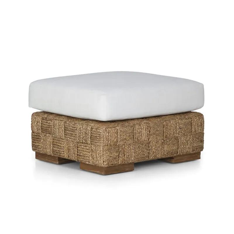 BLACK PALMS WOVEN OTTOMAN