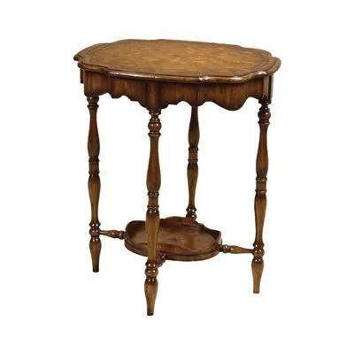 Laurel Burl Finished Mahogany Occasional Table, Veneer Top, Center Shelf
