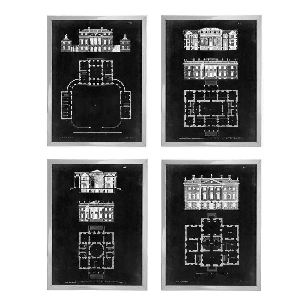 Prints Graphic Building & Plan set of 4
