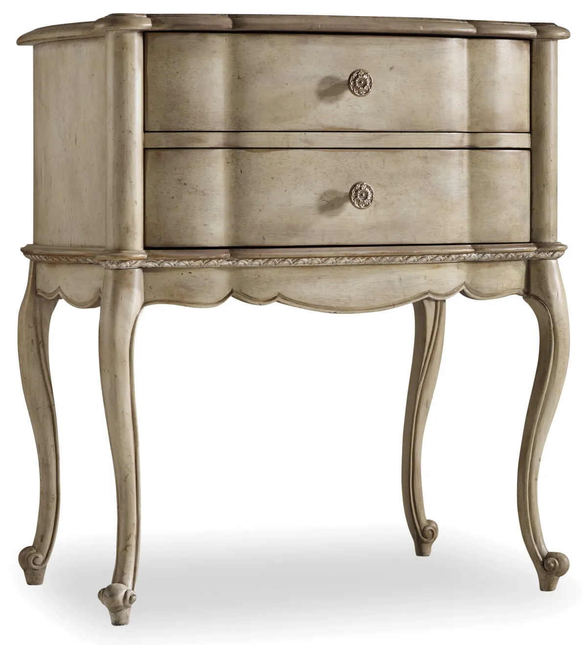 Hooker Furniture Bedroom Sanctuary Two Drawer Leg Nightstand-Pearl Essence