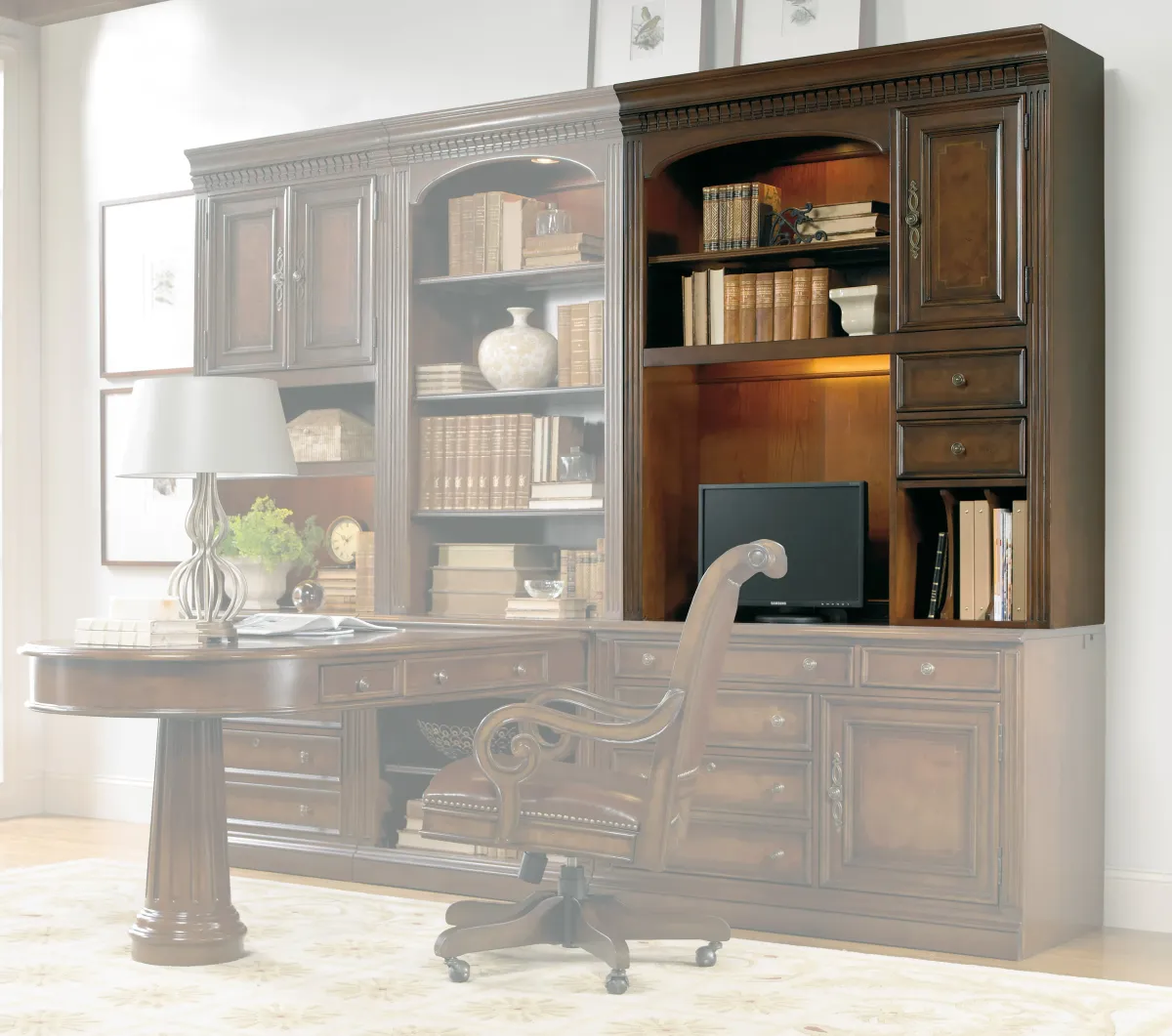 Hooker Furniture Home Office European Renaissance II Computer Credenza Hutch