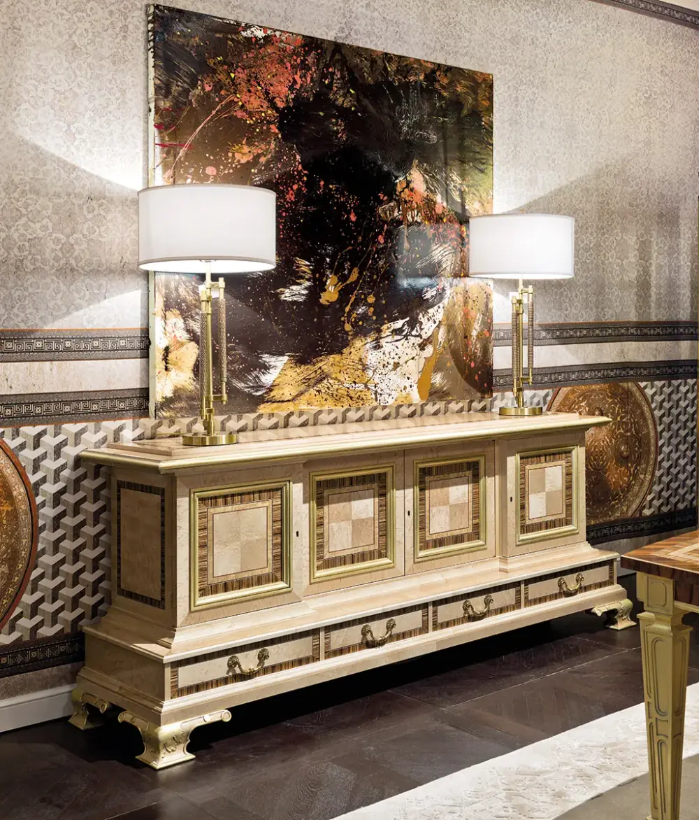 Silver brass trolley with crystal top