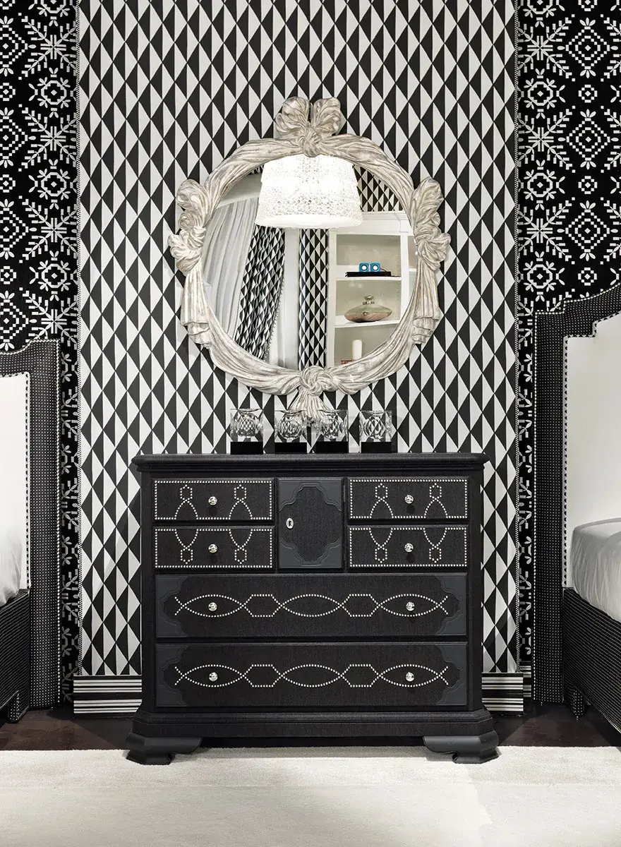 Leather and fabric bedside table