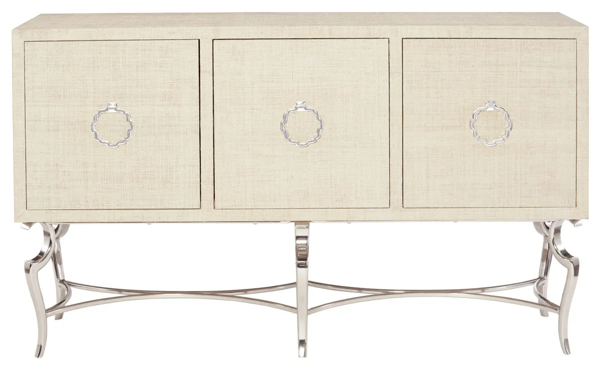 Savoy Place Raffia Console with Metal Base