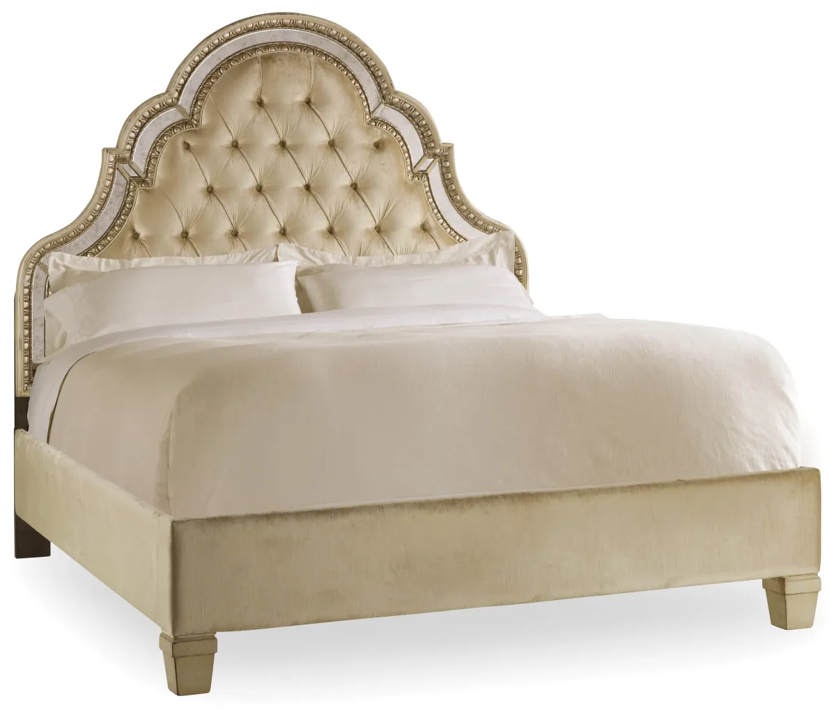 Hooker Furniture Bedroom Sanctuary King Tufted Bed-Pearl Essence