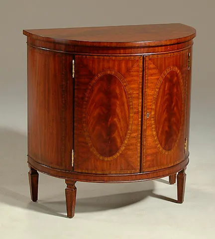 Regency Finished Mahogany Chiffonier, Tapered Leg, Crotch Veneer, Satinwood Inlay