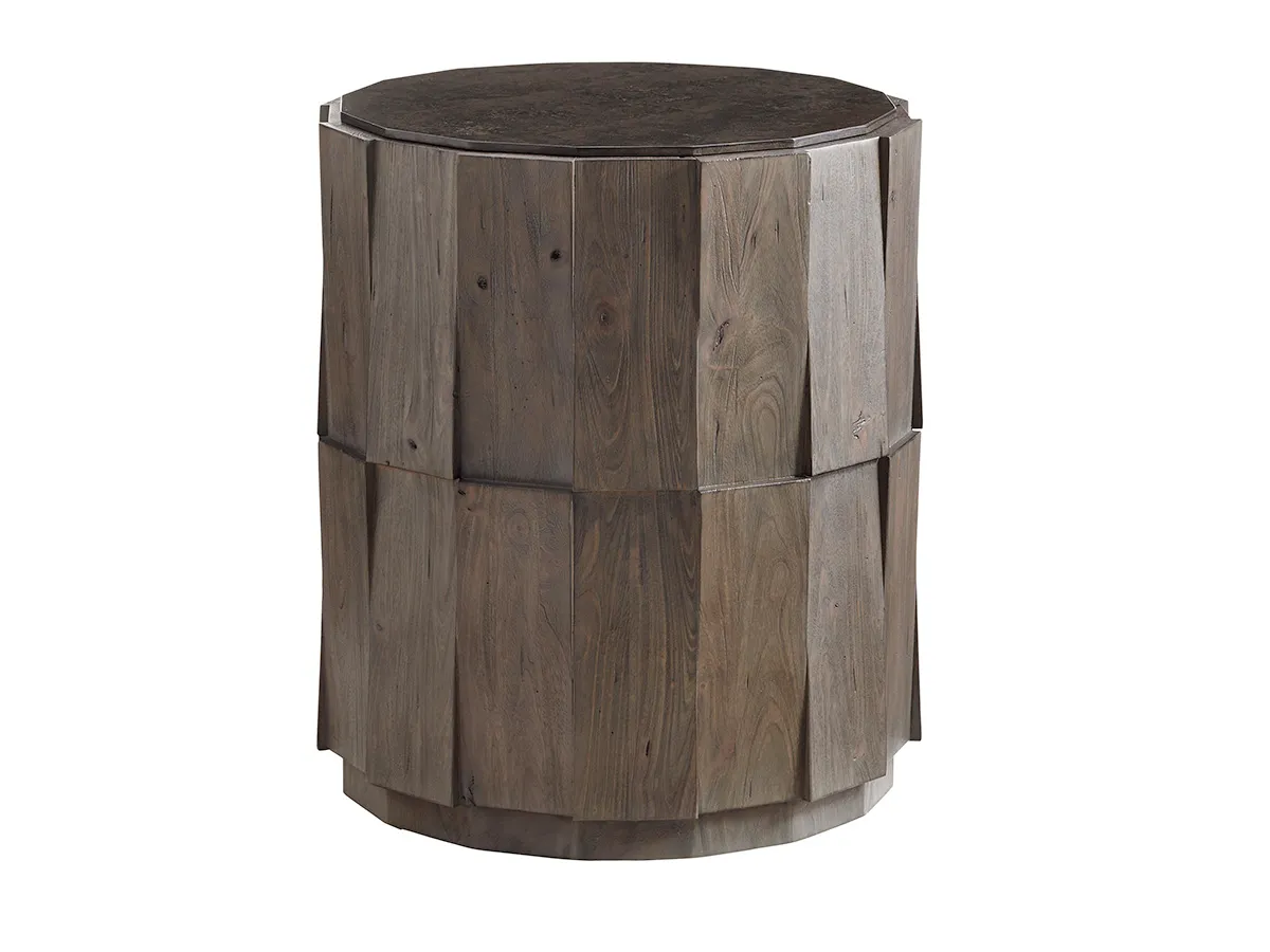 Cypress Point Everett Round Travertine End Table