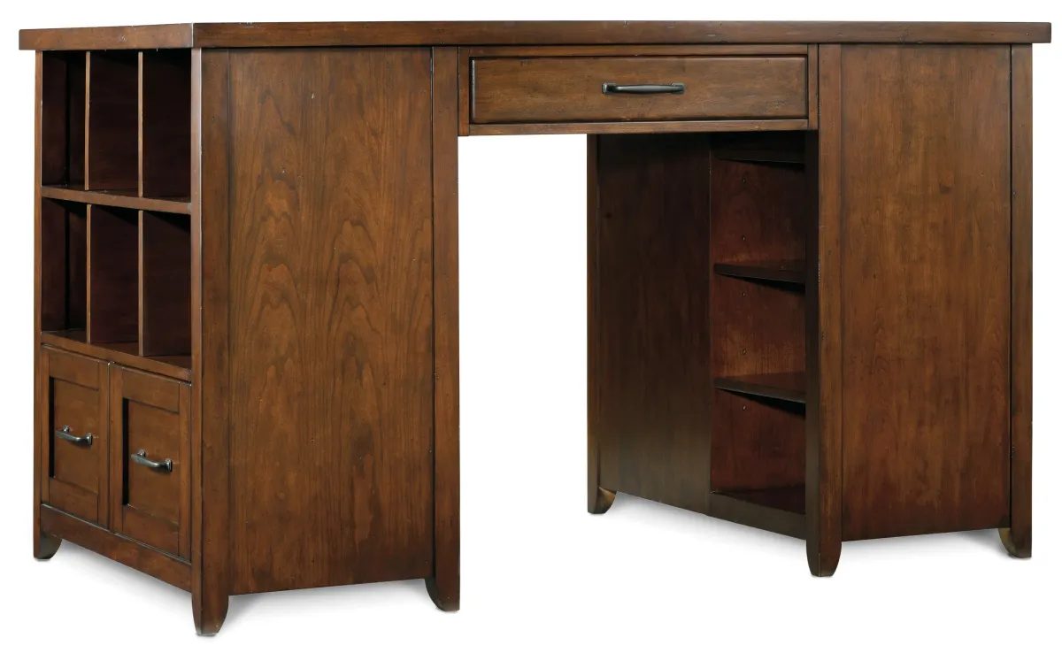 Hooker Furniture Home Office Wendover Utility Desk (One Drawer Pedestal and One Bookcase Pedestal)