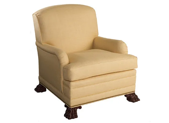 Saddle-Arm Club Chair with Hairy Paw Feet