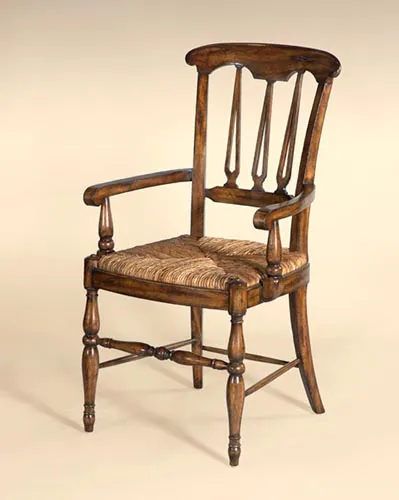 Dark Wellington Cottage Finished Armchair, Abaca Rope Rush Seat