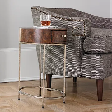 Ambella French Key Accent Table Silver