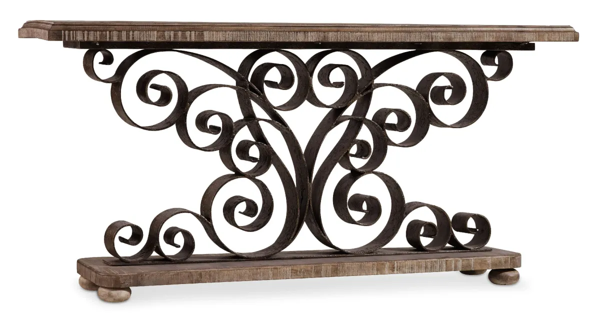 Hooker Furniture Living Room Metal Scroll Console