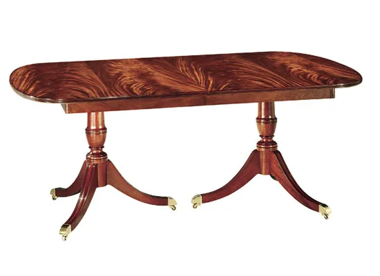Crotch Mahogany Double Pedestal Table