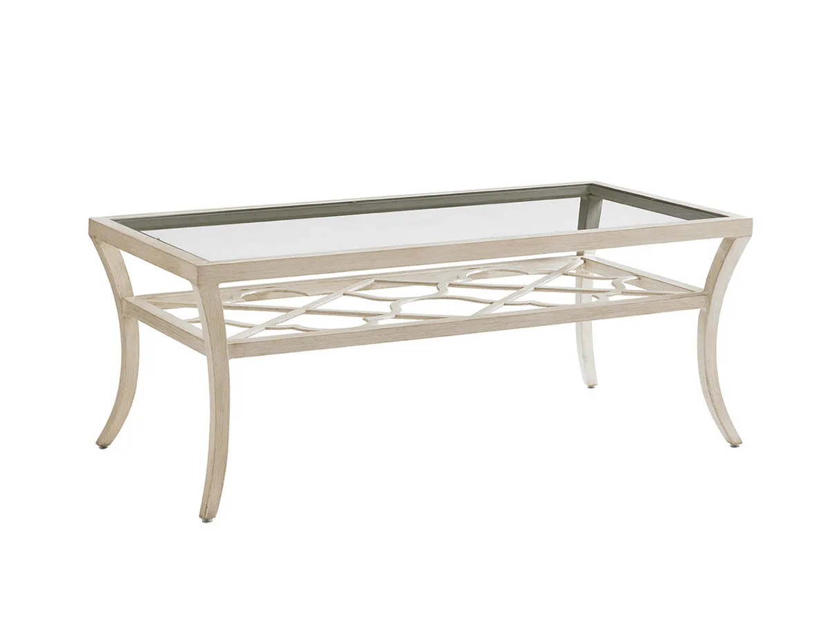 Misty Garden Rectangular Cocktail Table With Inset Glass