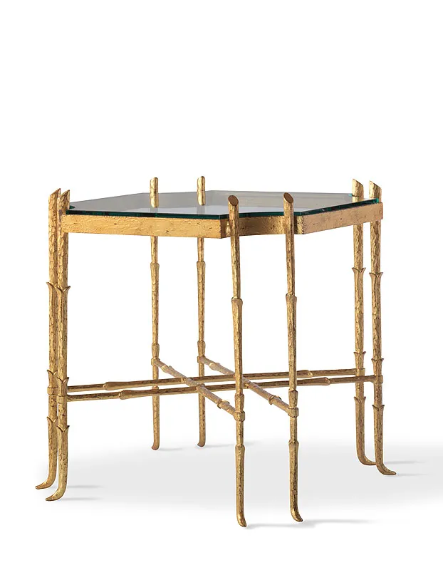 Golden Regency Metal Lamp Table