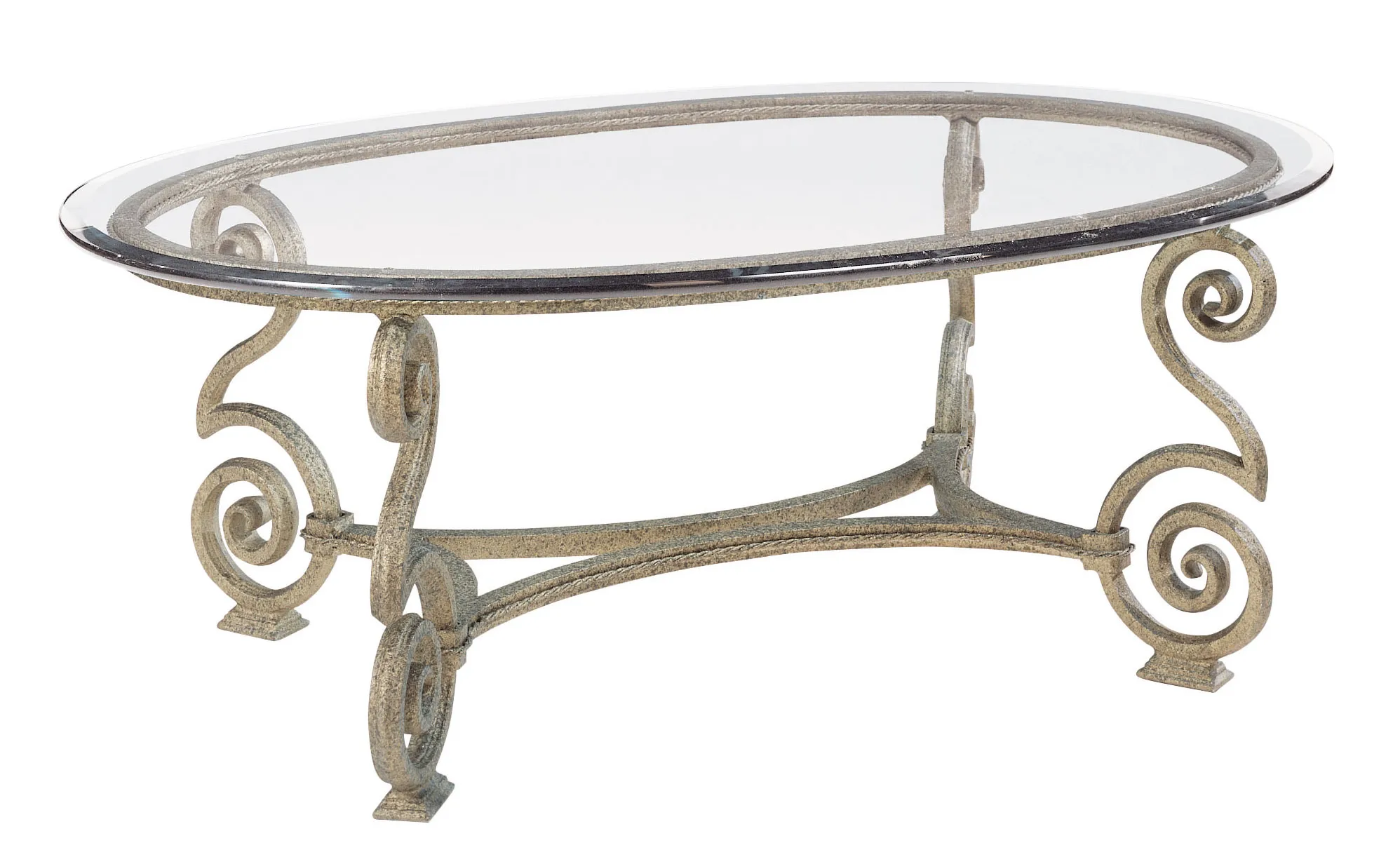 Solano Oval Cocktail Table Glass Top and Base 