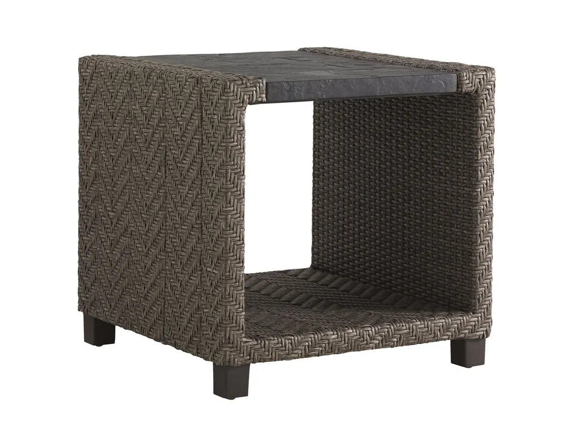 Blue Olive Square End Table