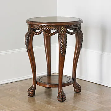 Ambella Leather & Swag Accent Table