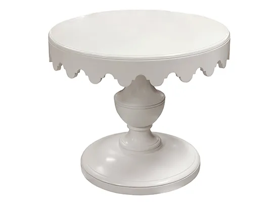Scalloped Lamp Table, Wood Top