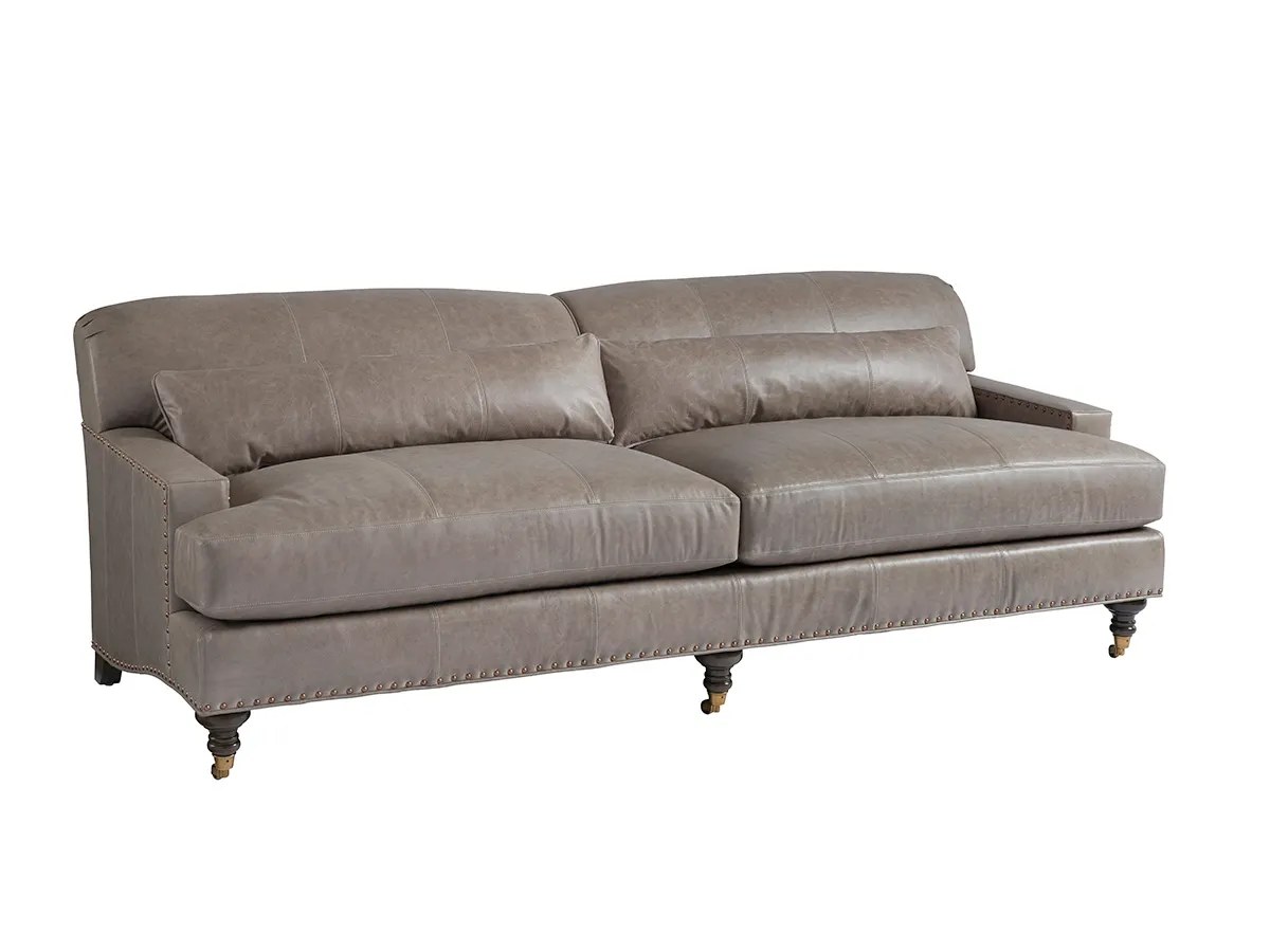 Barclay Butera Upholstery Oxford Leather Sofa