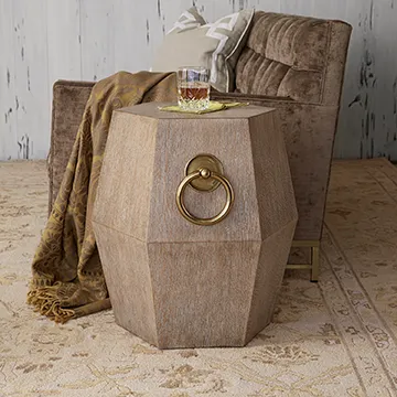 Ambella Hexagonal Accent Table Light Oak