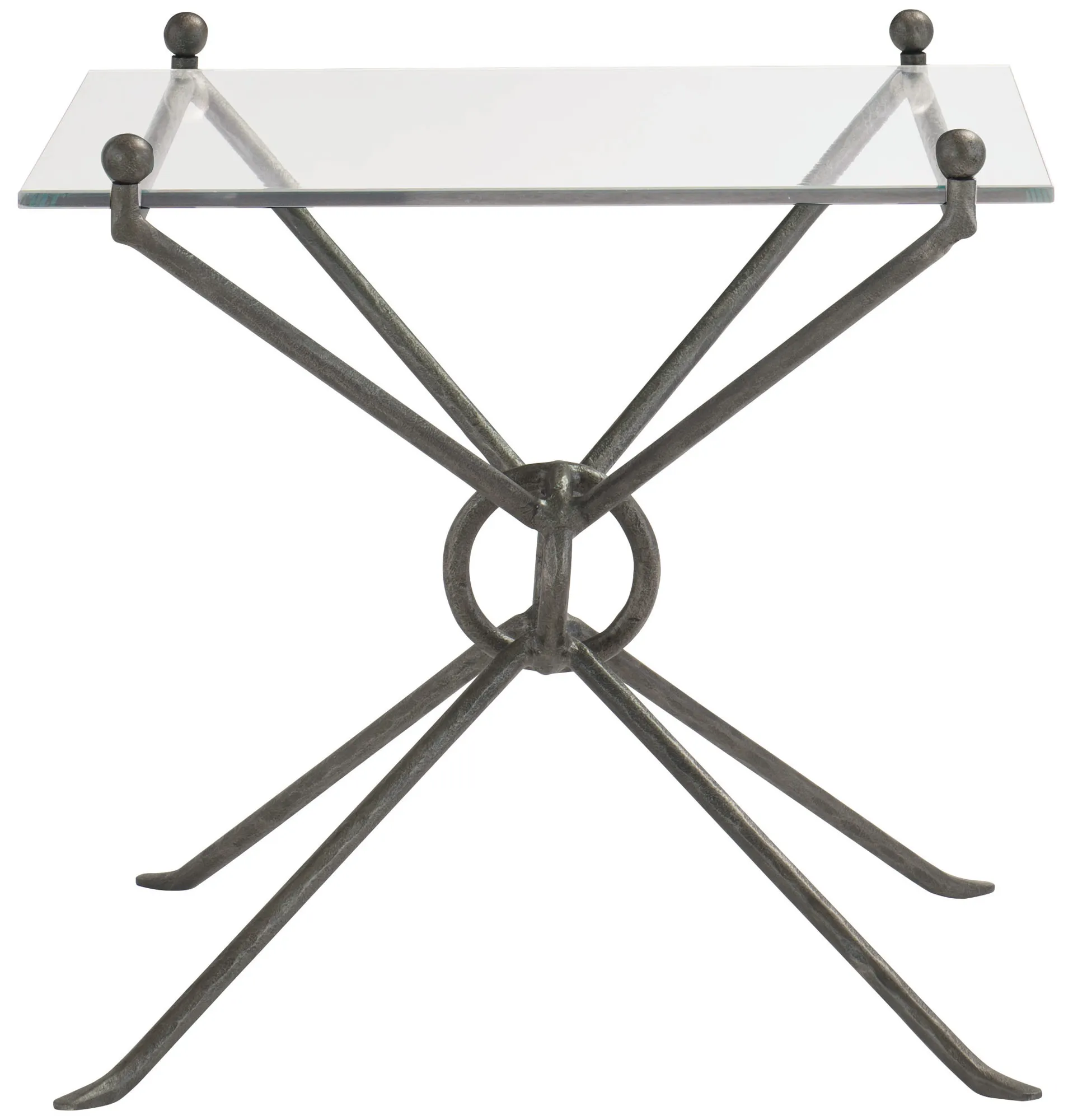 Cortland Metal End Table with Glass Top 