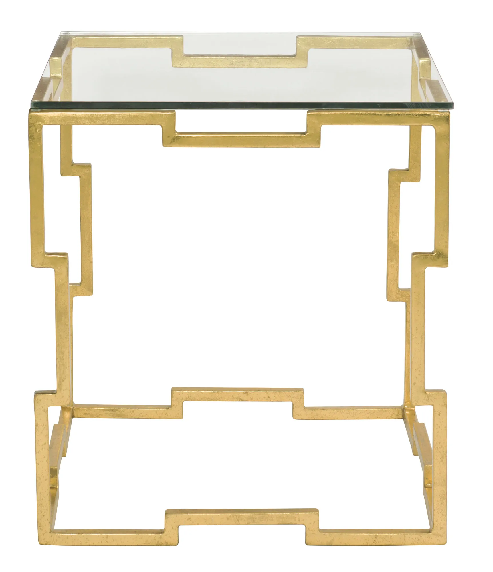 Bancroft Rectangular End Table Glass Top and Metal Base 