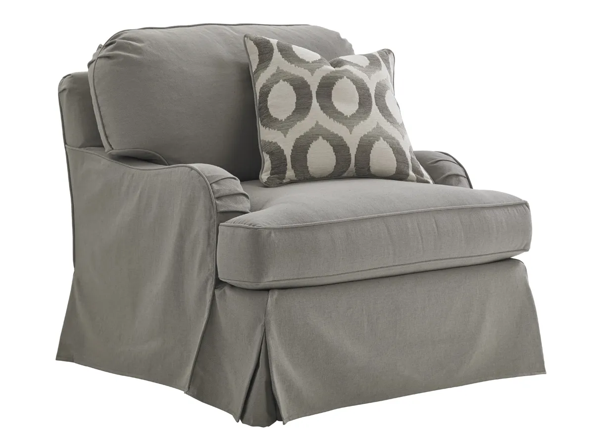 Oyster Bay Stowe Slipcover Swivel Chair - Gray